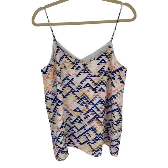 Banana Republic Blue & Orange Geometric Print Camisole Strappy Aztec Summer M - Picture 1 of 7
